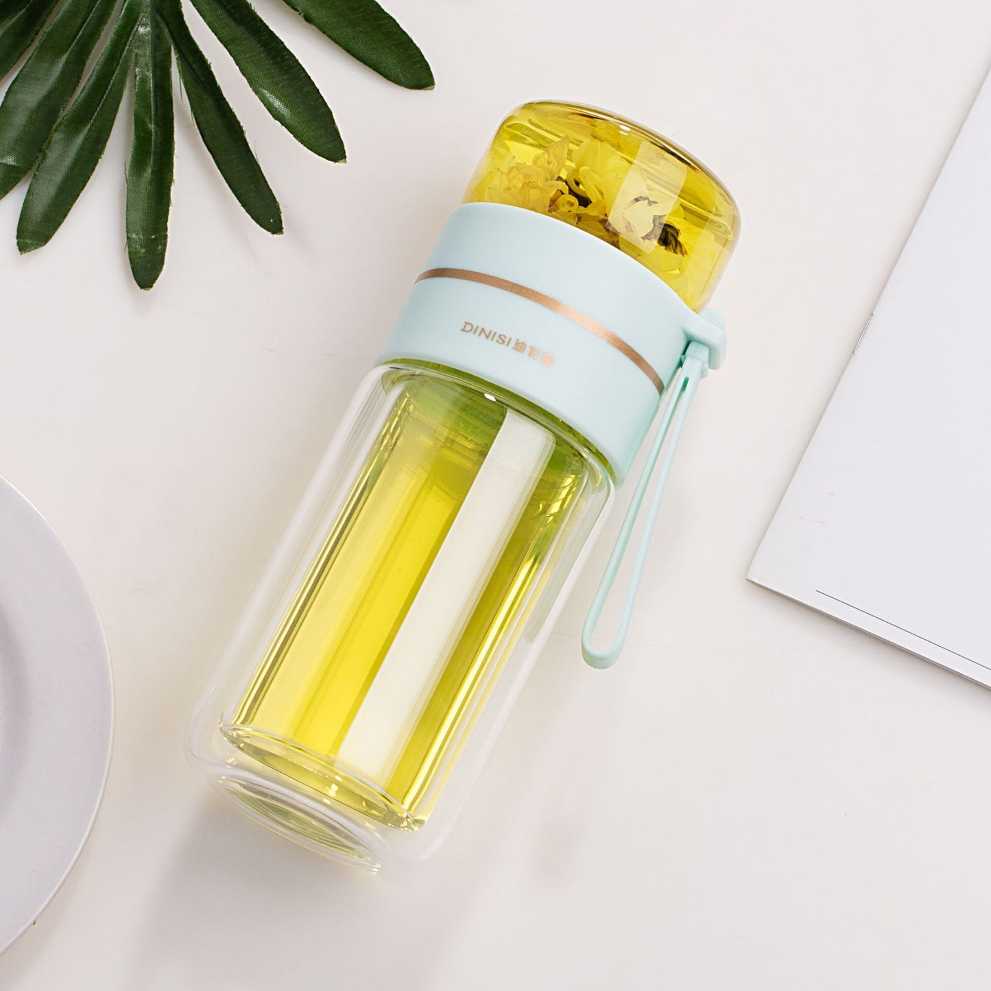 Tea Infuser Filter Glass Water Bottle