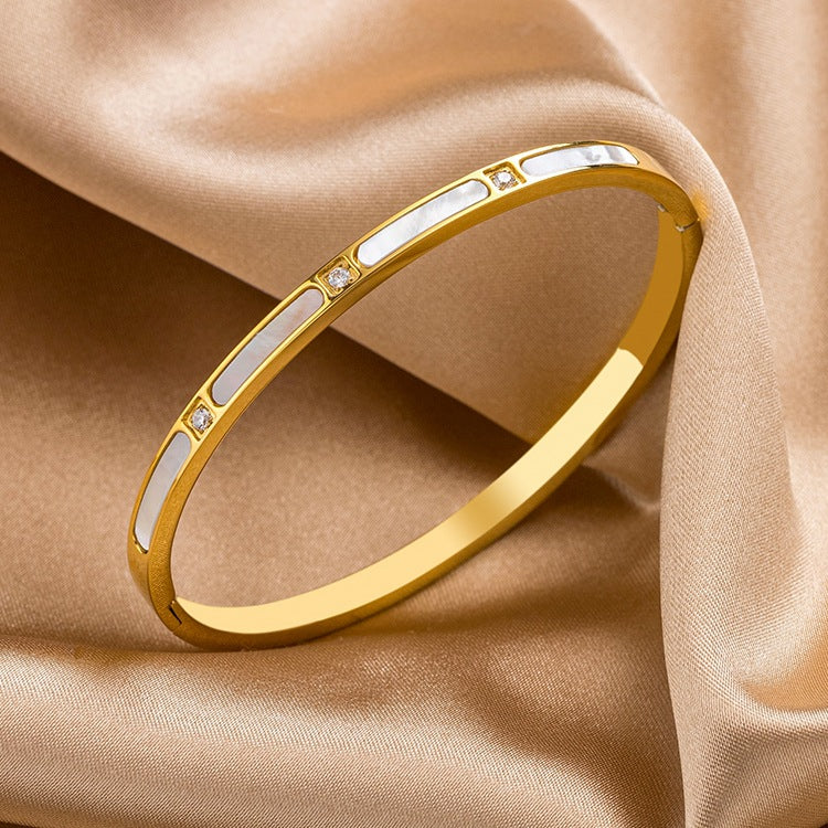 Shell and Diamond Bangle