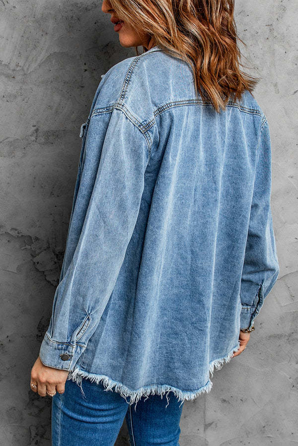 Raw Edge Denim Button Down