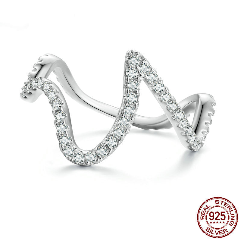 Silver Zircon Wave Ring