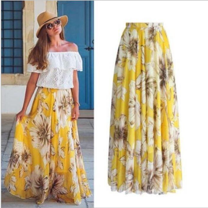 Floral Pleated Maxi Skirt