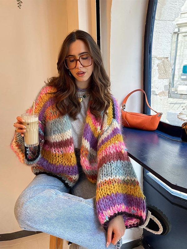 Rainbow Chunky Knit Cardigan