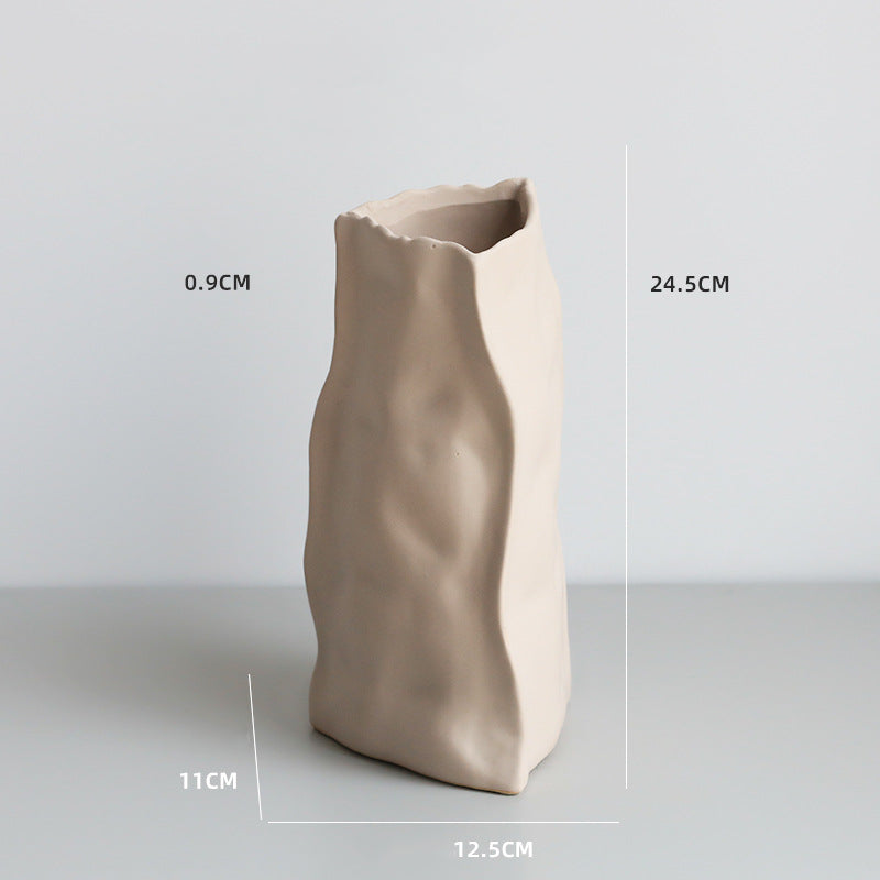 Nordic Ceramic Paper Bag Vase