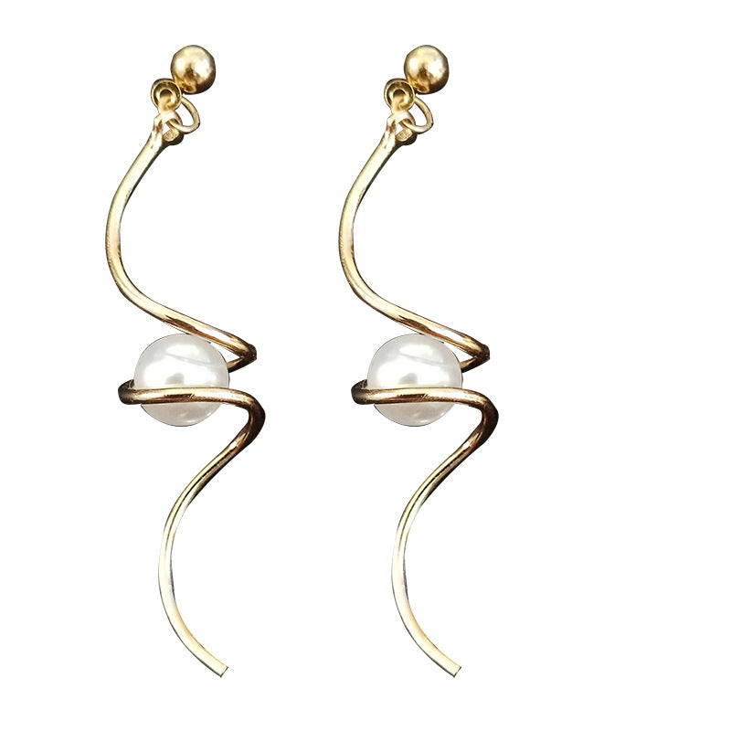 Spiral Pearl Drop Earrings