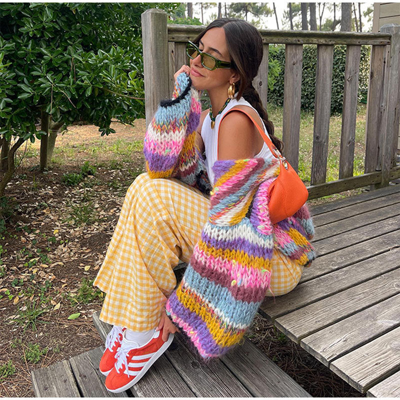 Rainbow Chunky Knit Cardigan