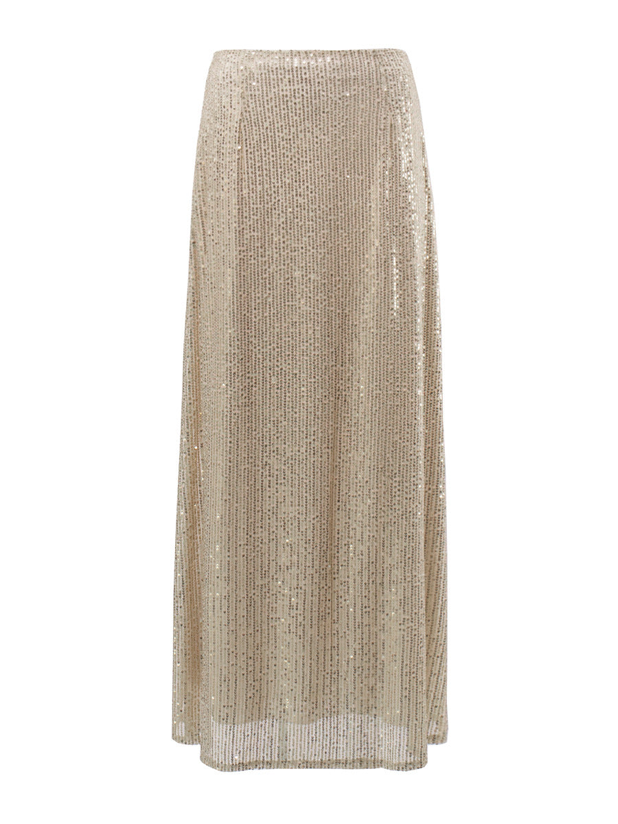 Golden Sequin Maxi Skirt