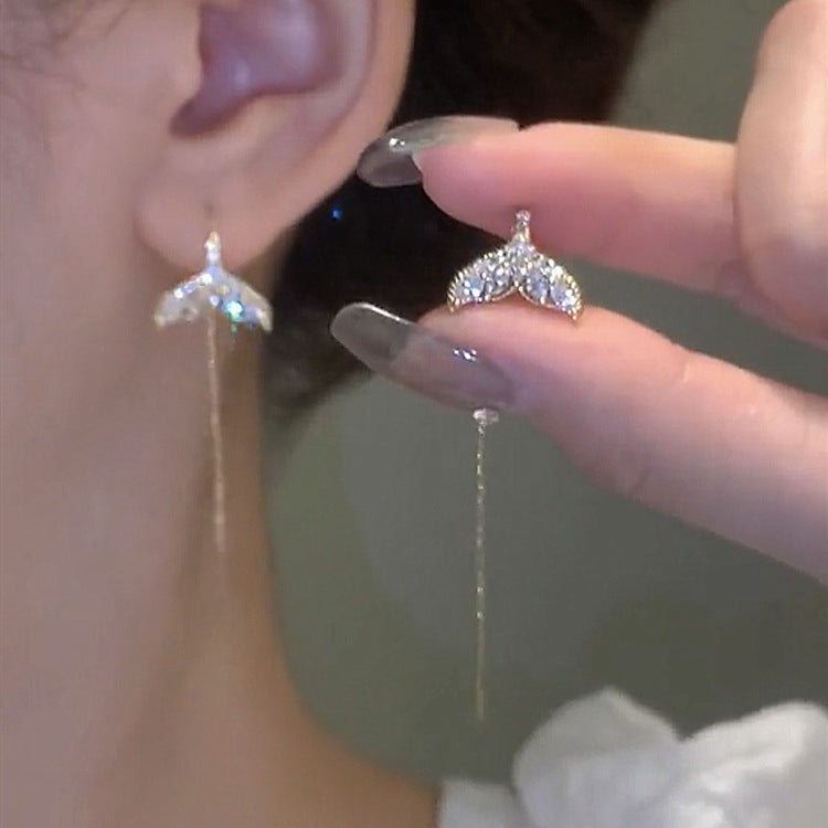 Diamond Fishtail Threader Earrings