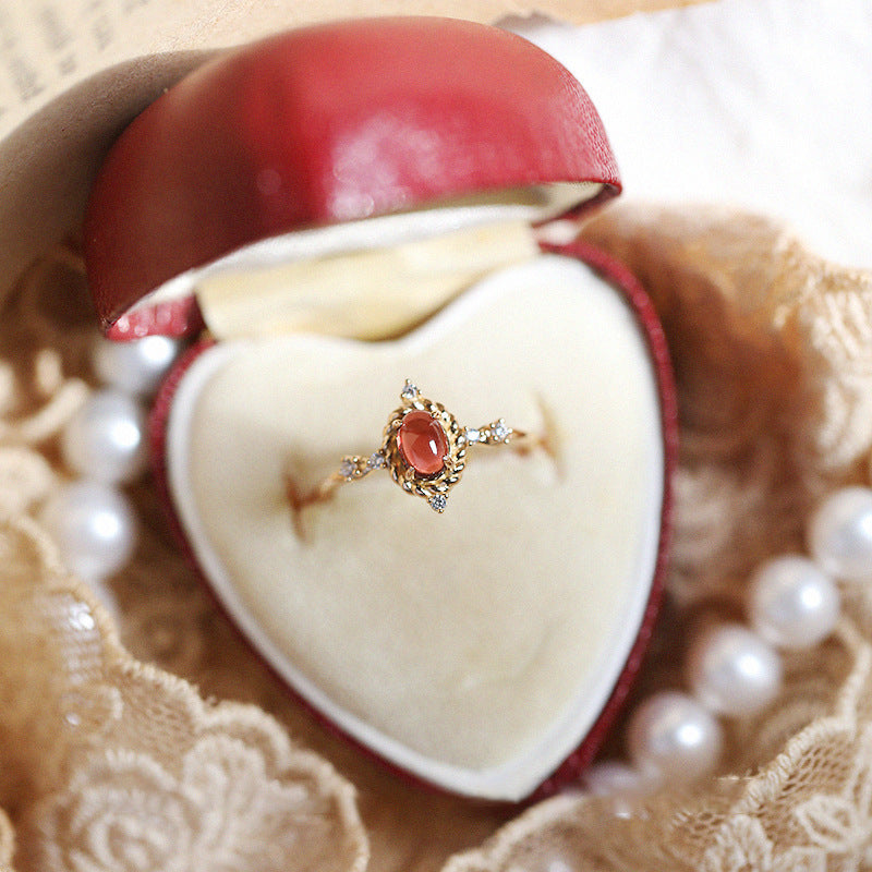 Gold and Scarlet Zircon Ring