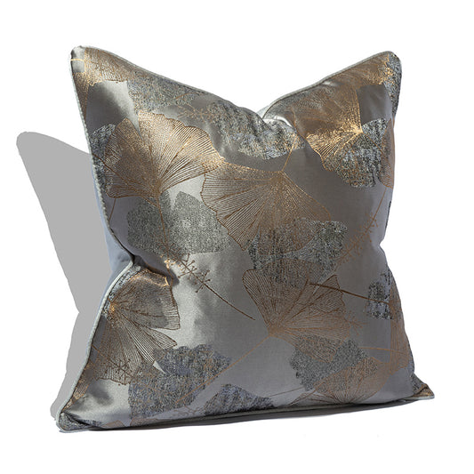 Gold and Silver Ginkgo Leaf Decorative Throw Pillow