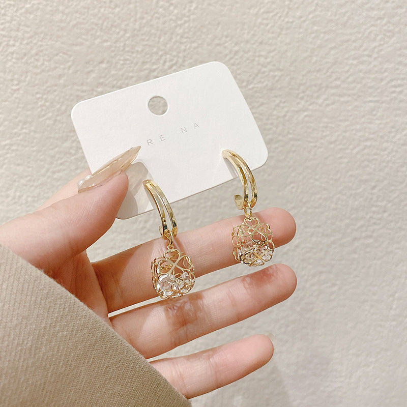 Hollow Gold Clover Dangle Earrings