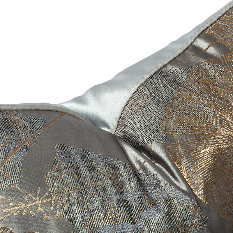 Gold and Silver Ginkgo Leaf Decorative Throw Pillow