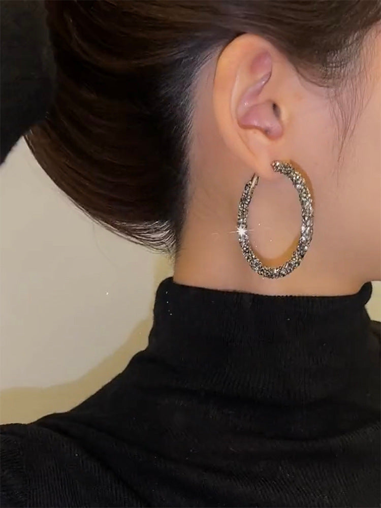 Gunmetal Shimmer Hoop Earrings