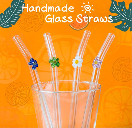 Glass Flower Straw