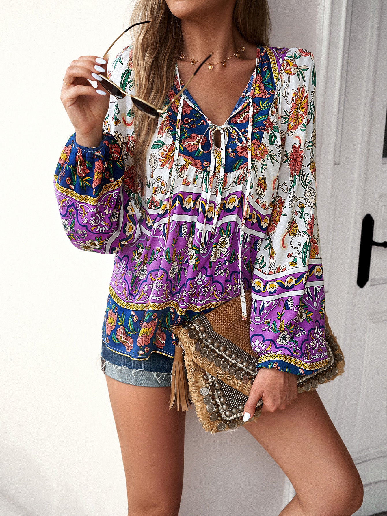 Boho Floral Long Sleeve Top