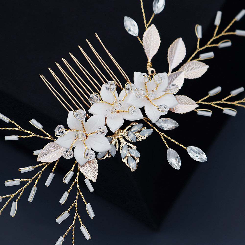 Gold Floral Beaded Bridal Hair Comb