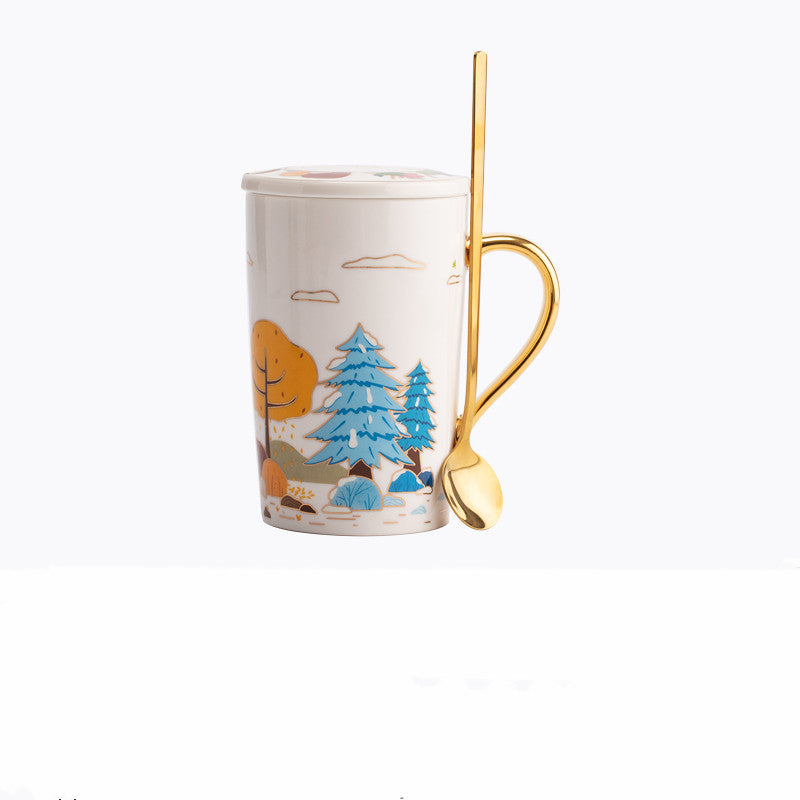 Four Seasons Ceramic Mug with Spoon