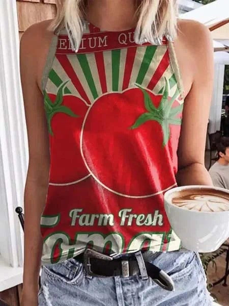 Vintage Graphic Tank Top- Dream/Orange Juice/Tomatoes/Lemonade/Coffee/Strawberry/Vintage Sports