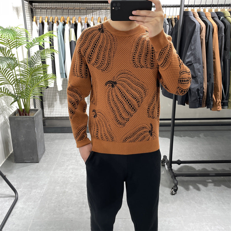 Winter New Pumpkin Jacquard Slim-fitting Sweater Bottoming Shirt