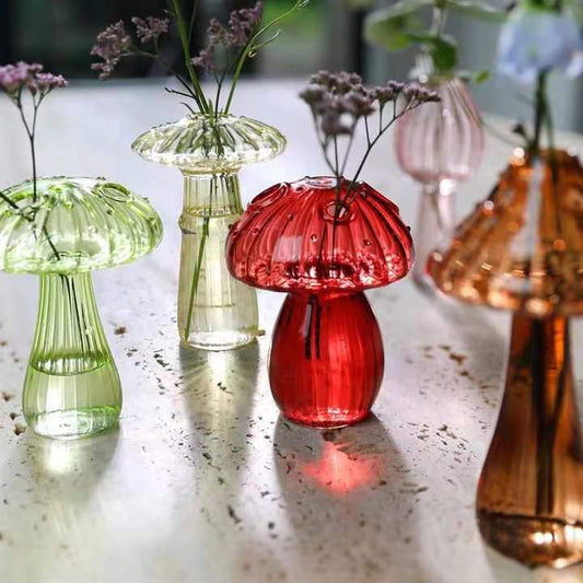 Cottagecore Glass Mushroom Flower Vase