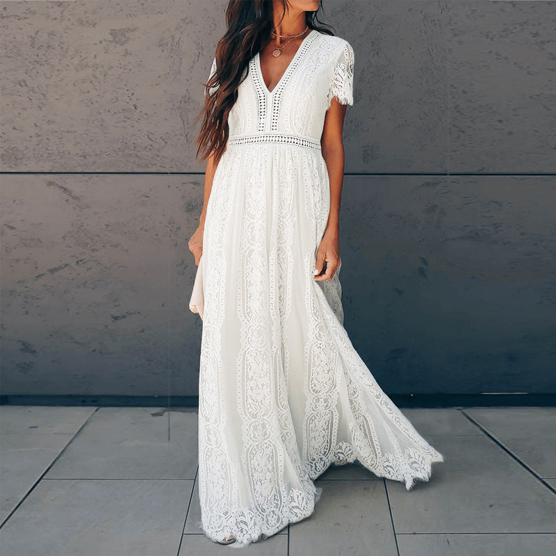 Lace V-Neck Maxi Dress