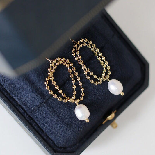 Pearl on Chain Dangle Earrings