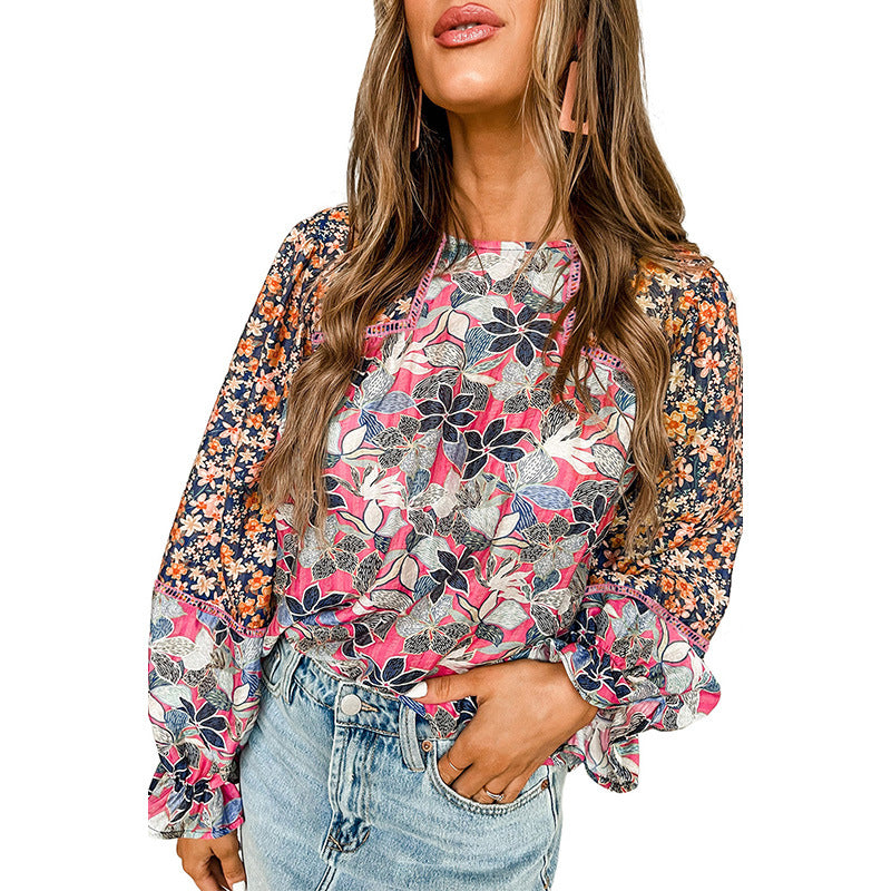 Floral Patched Long Sleeve Top