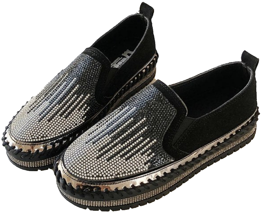 Rhinestone Slip-On Platform Loafers