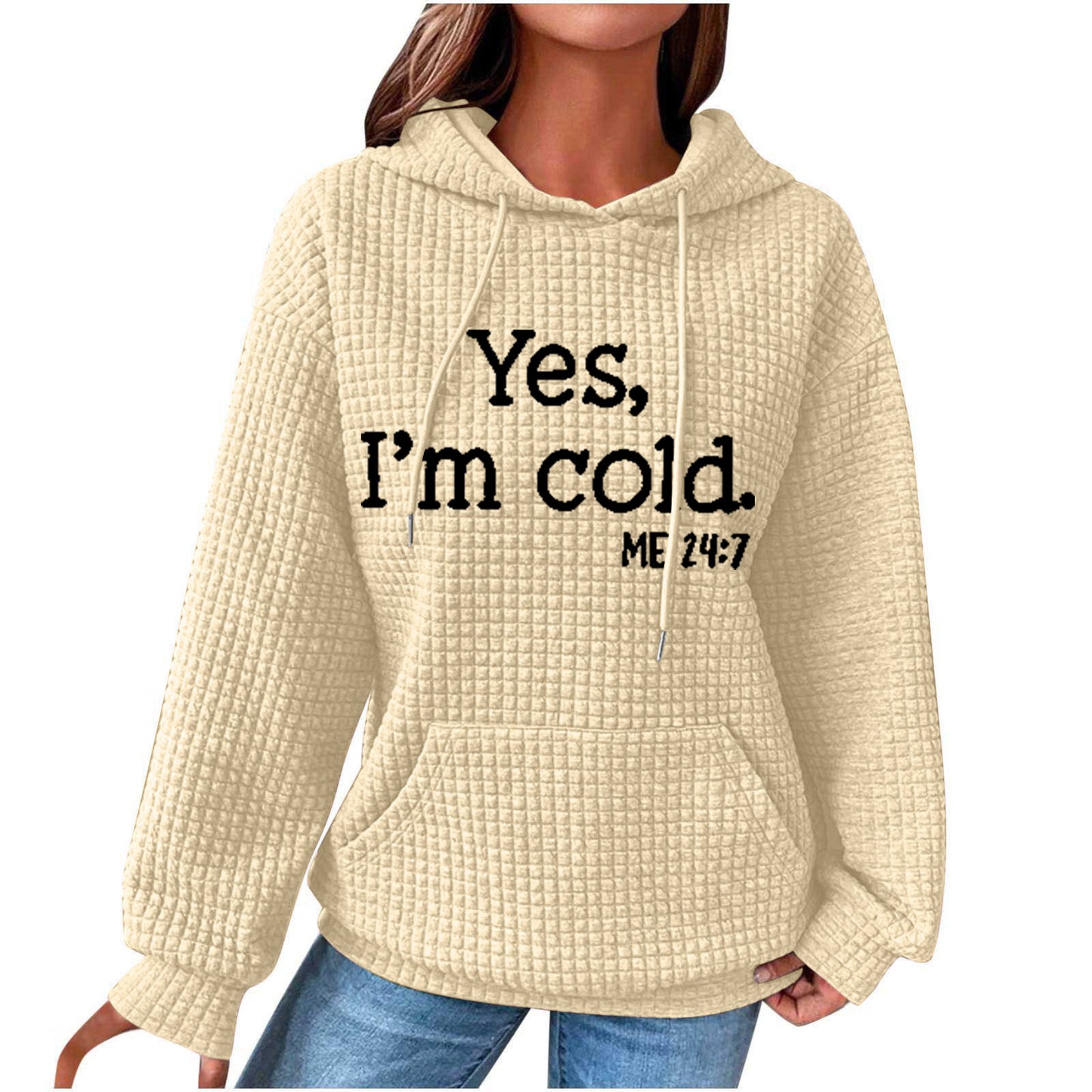Fall Coffee/ Fall Gnome/ Fall Love/ Yes I'm Cold Waffle Knit Hoodie