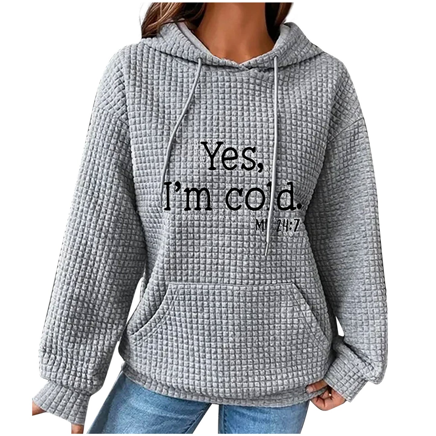 Fall Coffee/ Fall Gnome/ Fall Love/ Yes I'm Cold Waffle Knit Hoodie