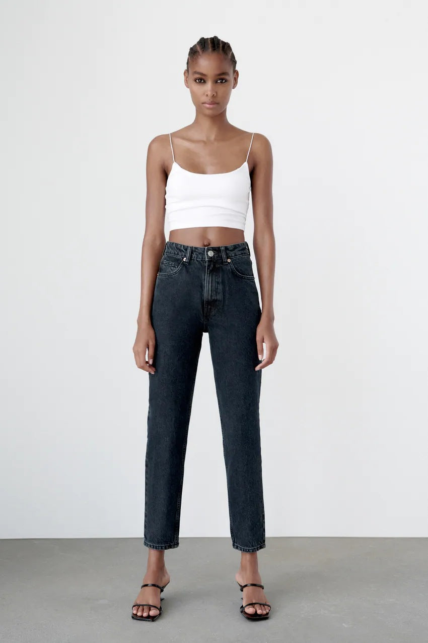 Straight Leg High Waist Jeans