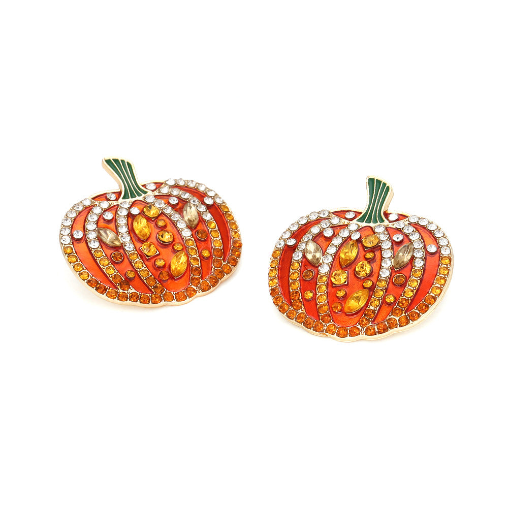 Pumpkin Orange Sparkle Stud Earrings