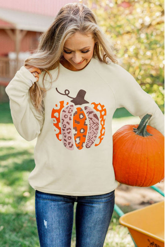 Animal Print Fall Pumpkin Sweatshirt