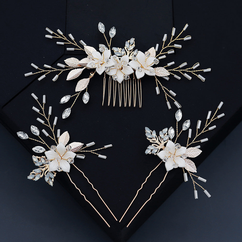 Gold Floral Beaded Bridal Hair Comb