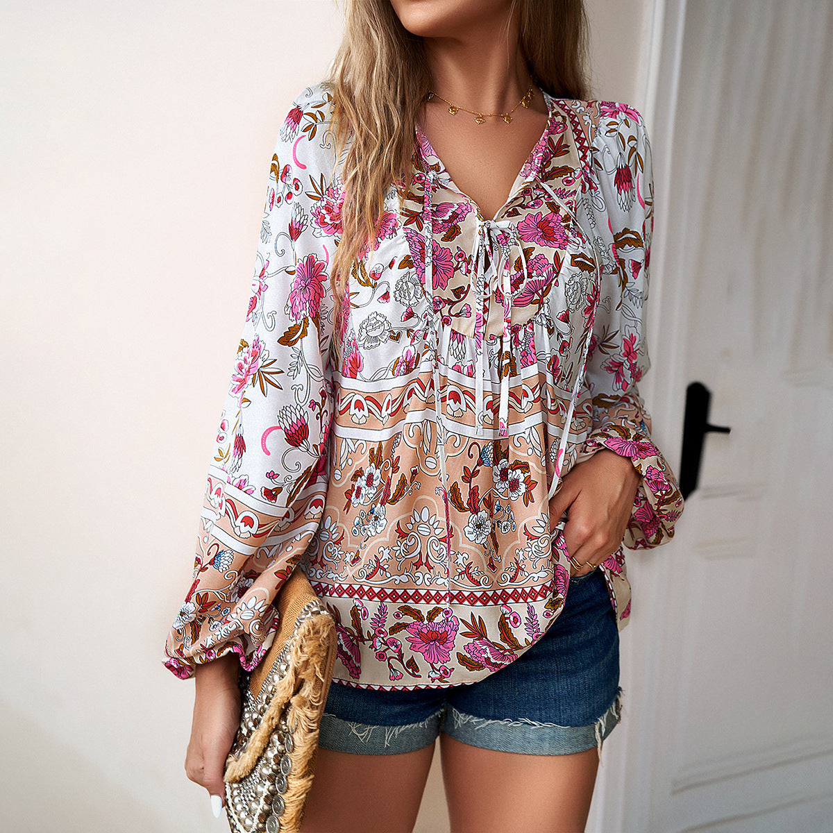 Boho Floral Long Sleeve Top