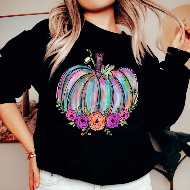 Painted Pumpkin Floral Garland Sweatshirt