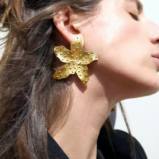 Golden Starfish Statement Earrings