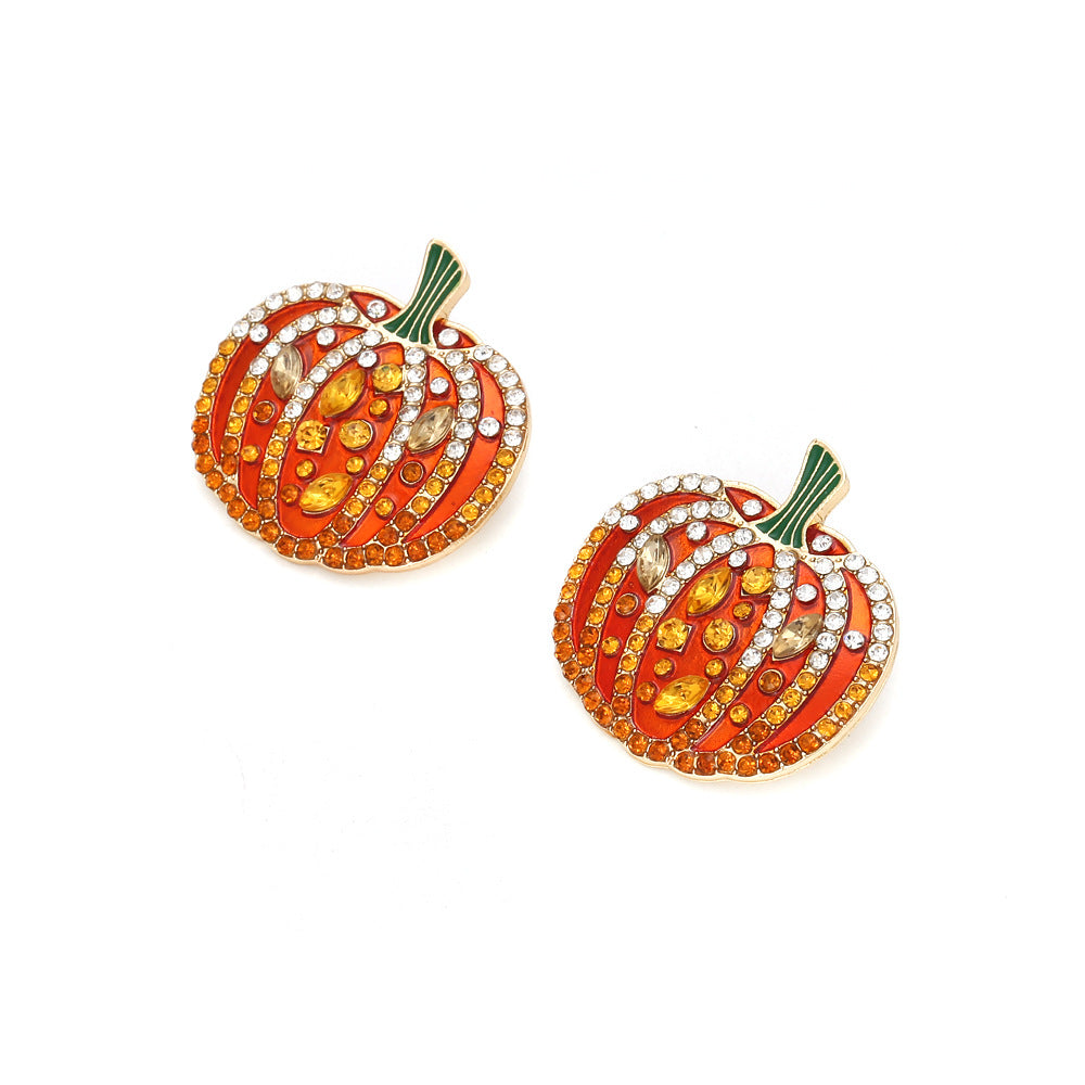 Pumpkin Orange Sparkle Stud Earrings