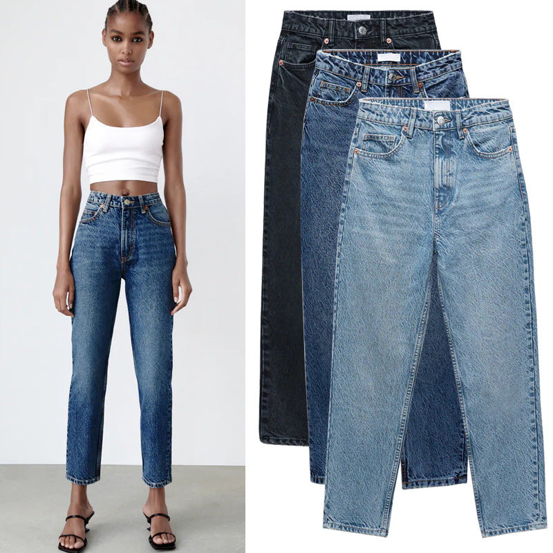 Straight Leg High Waist Jeans