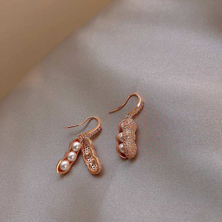 Pearl Pea in a Pod Dangle Hook Earrings