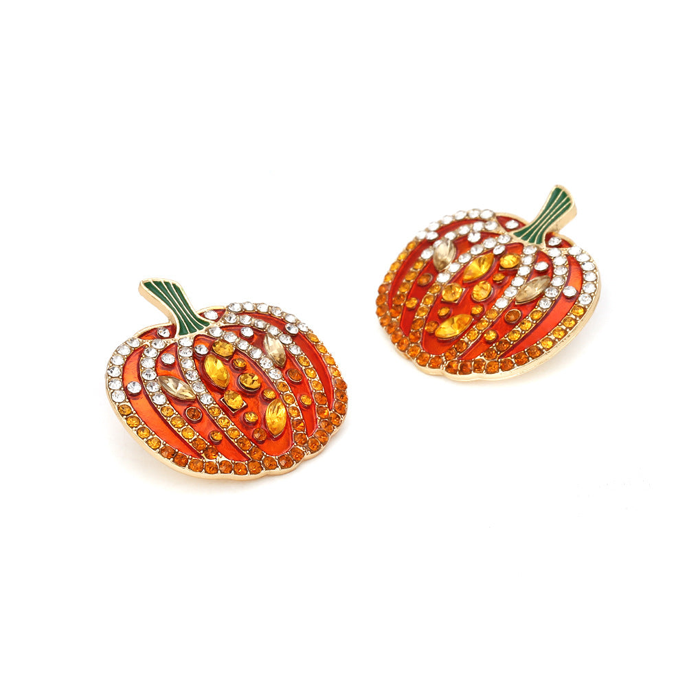 Pumpkin Orange Sparkle Stud Earrings