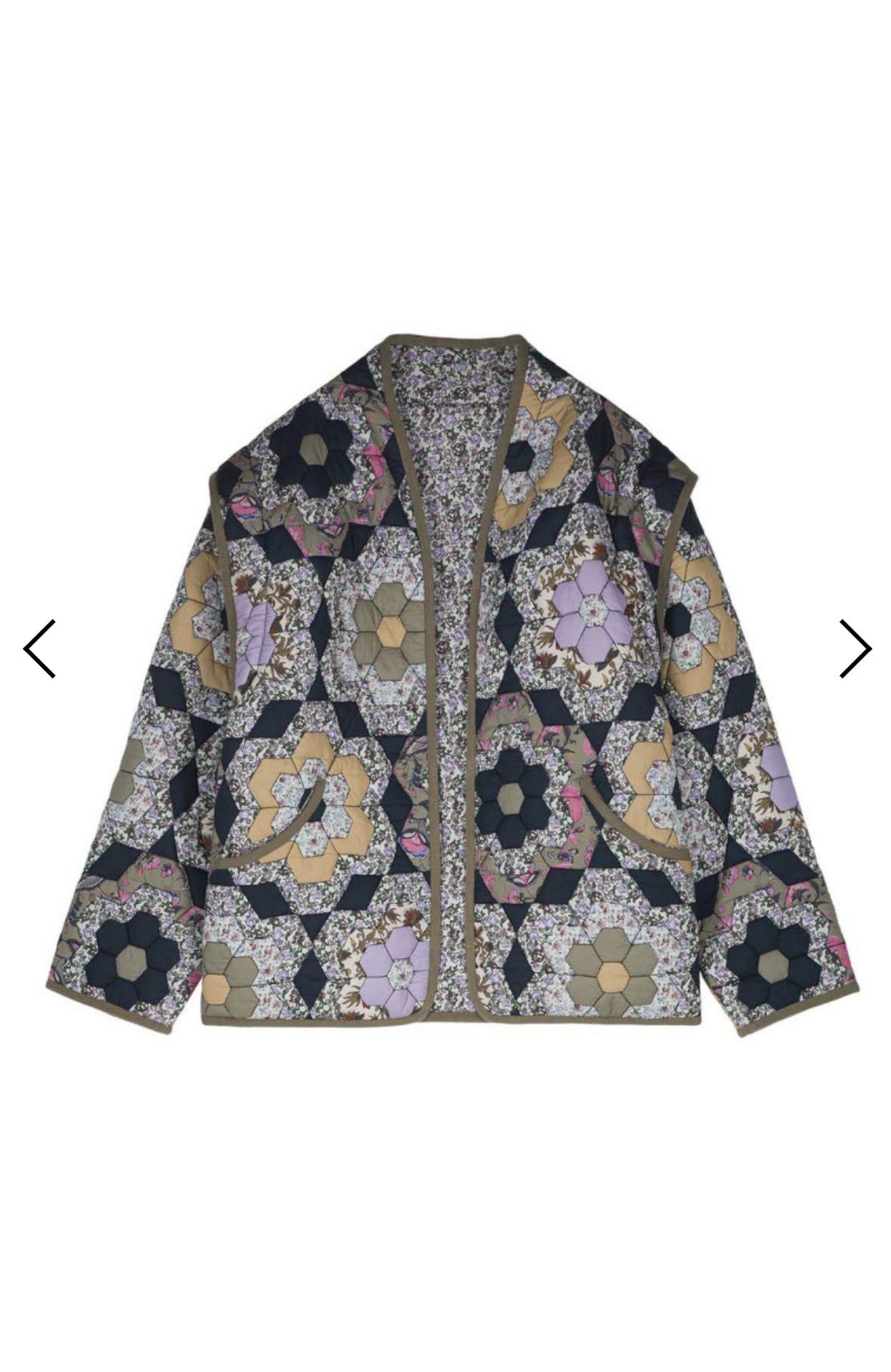 Floral Quilt Coat Vest Removable Sleeve
