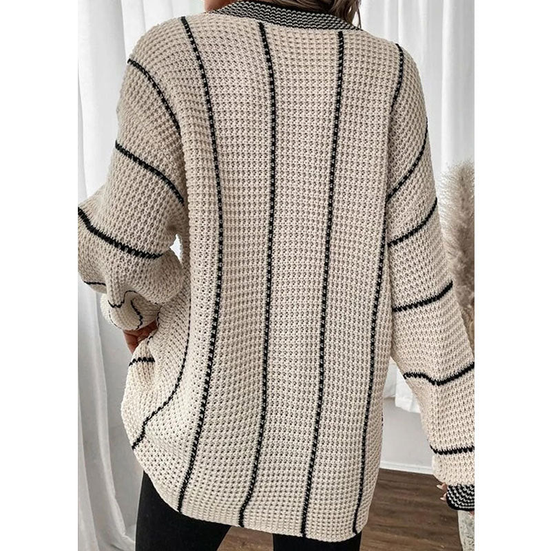 Striped Knit V-Neck Sweater