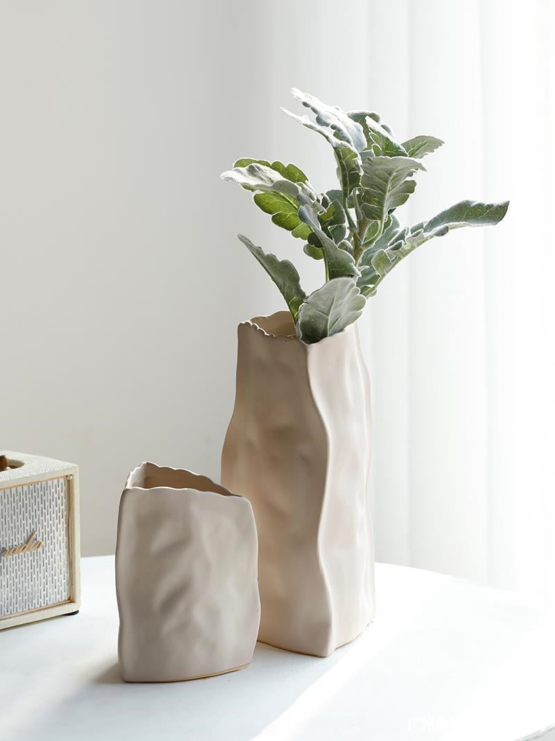 Nordic Ceramic Paper Bag Vase