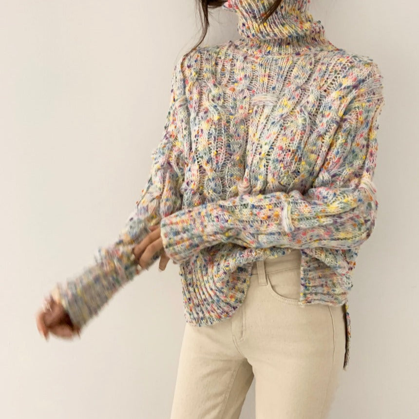 Confetti Chunky Knit Turtleneck Sweater