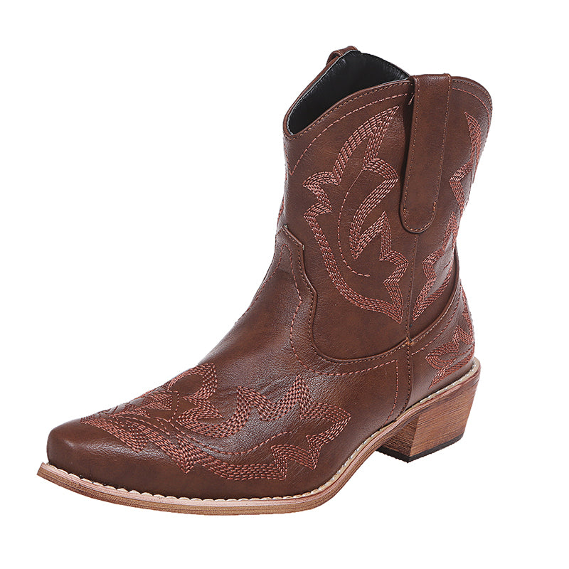 Western Stitched Cowgirl Ankle Boot