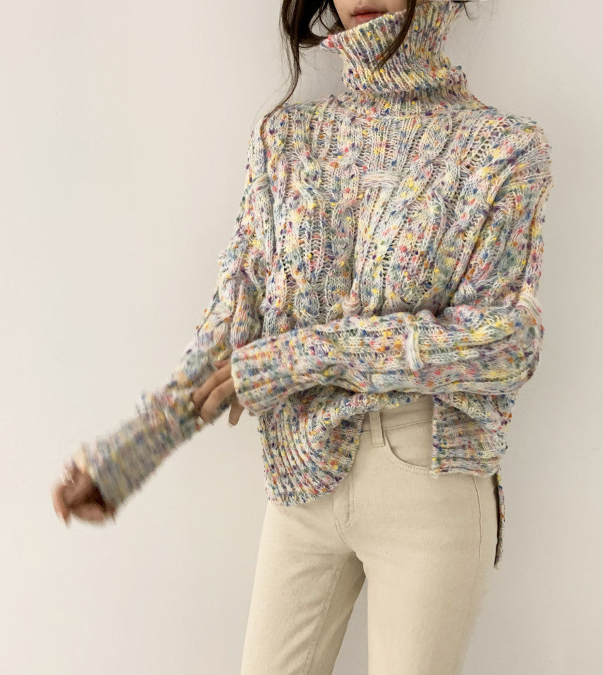 Confetti Chunky Knit Turtleneck Sweater