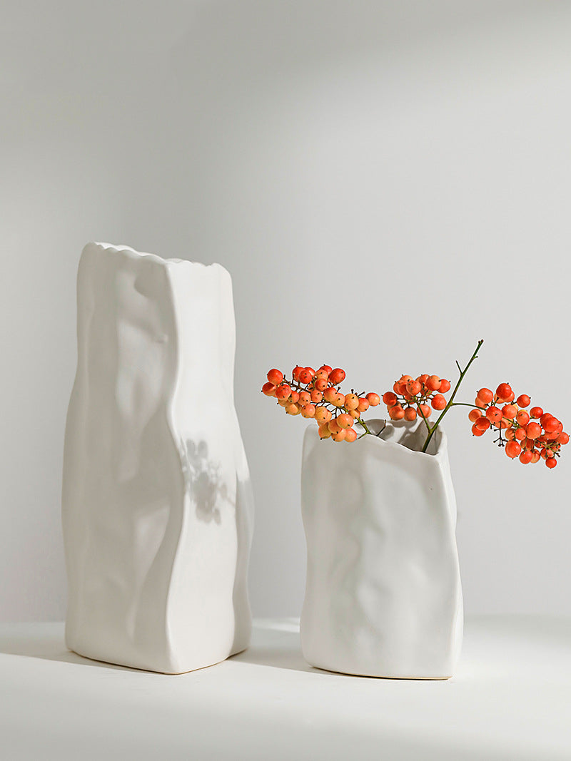 Nordic Ceramic Paper Bag Vase