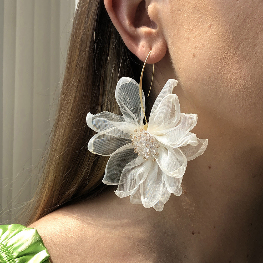 Floral Mesh Shoulder Duster Earrings