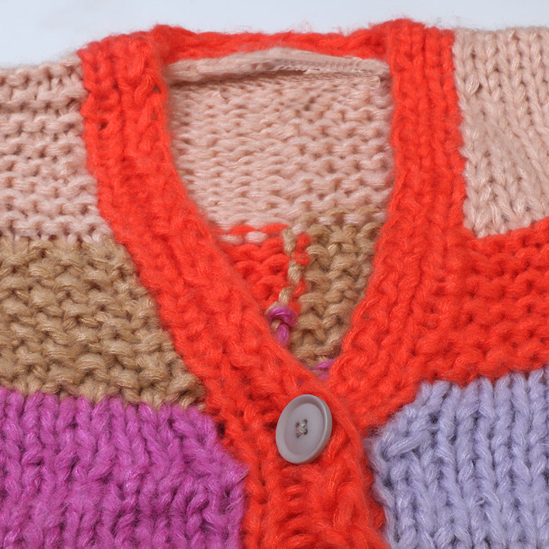 Multicolor Chunky Knit Colorblock Sweater