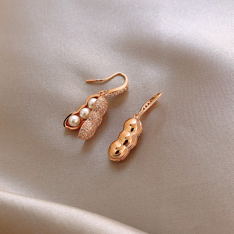 Pearl Pea in a Pod Dangle Hook Earrings